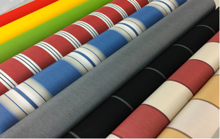 Groot assortiment zonwering doek kleuren- en patronen standaard verkrijgbaar bij Luvifem